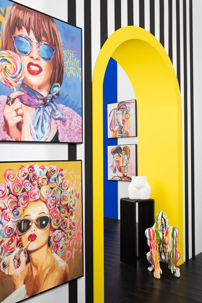 J-Line wanddecoratie Graffiti Vrouw Lipstick - canvas|verf - mix