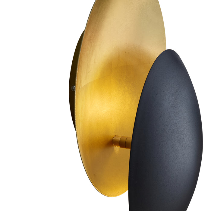QAZQA Moderne wandlamp zwart met goud 35cm 2-lichts - Sunrise