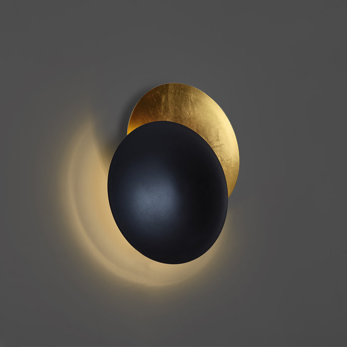 QAZQA Moderne wandlamp zwart met goud 35cm 2-lichts - Sunrise