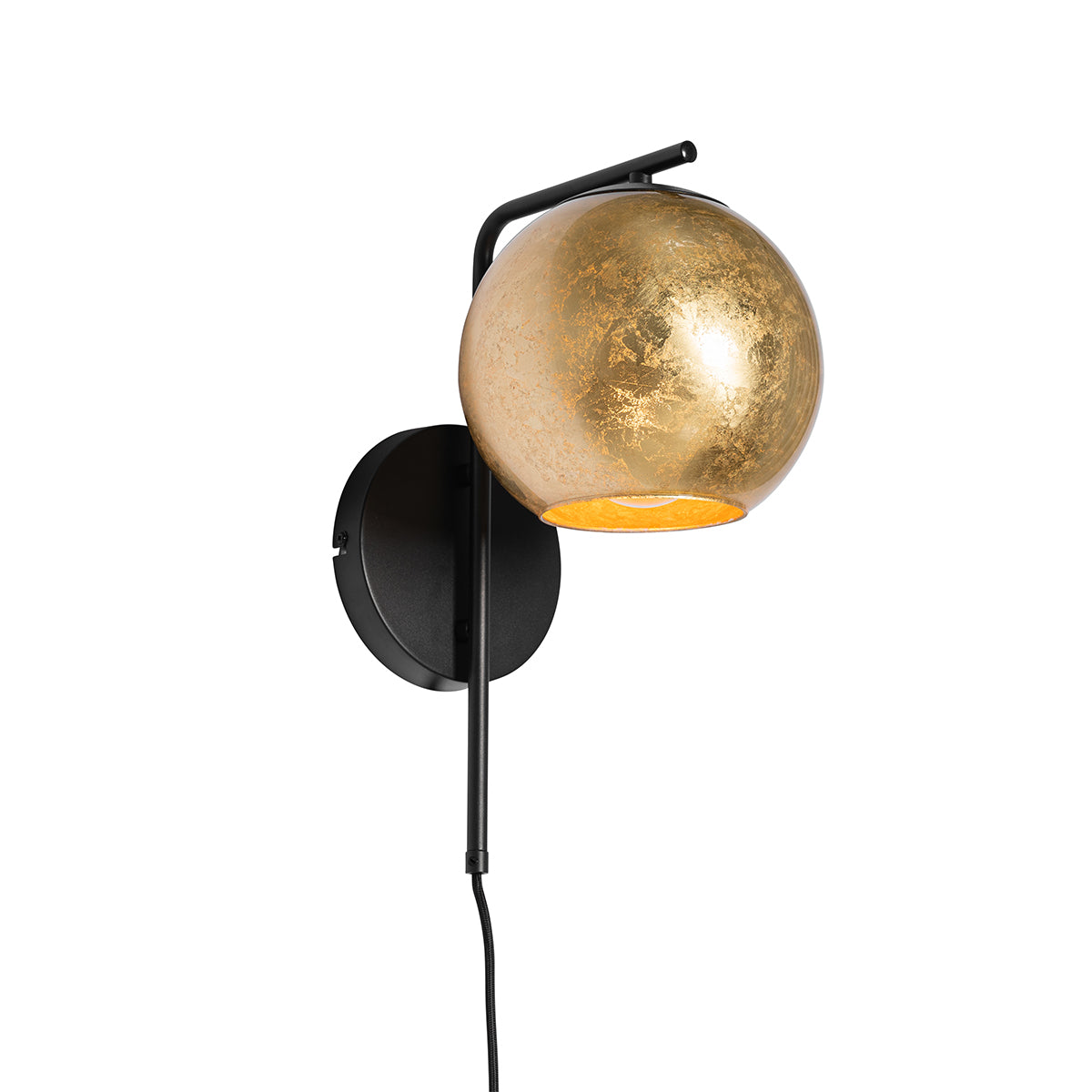 QAZQA Smart wandlamp zwart met goud glas incl. Wifi A60 - Bert