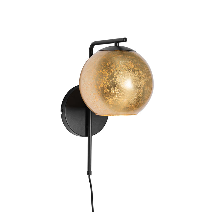 QAZQA Smart wandlamp zwart met goud glas incl. Wifi A60 - Bert