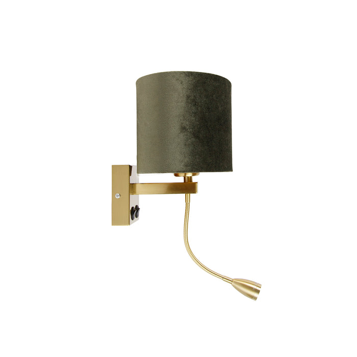 QAZQA Wandlamp messing met ovale velours kap groen 25cm - Brescia