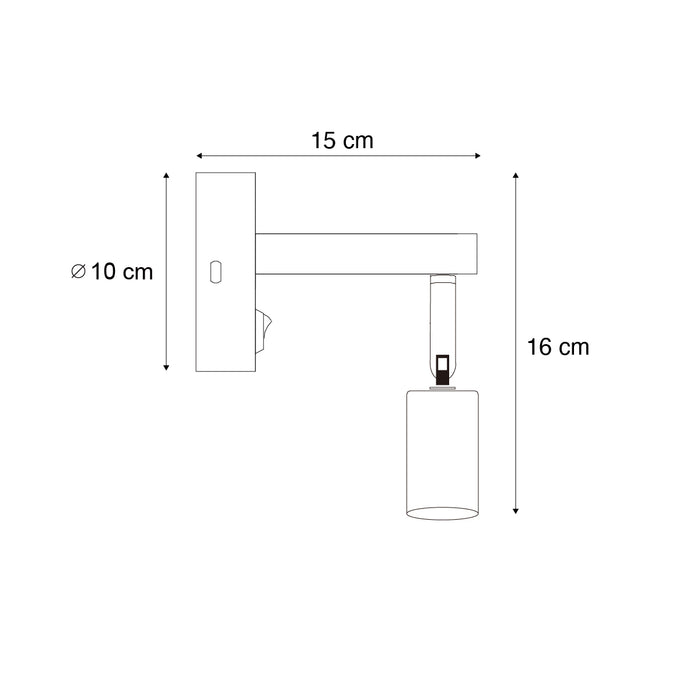 QAZQA Moderne wandlamp zwart met USB-C kantelbaar - Rex