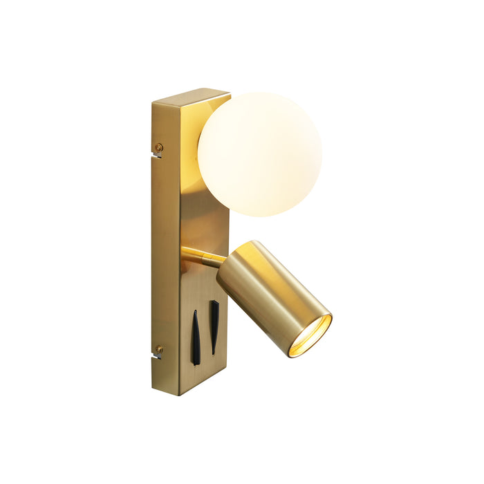 QAZQA Moderne wandlamp messing 2-lichts kantelbaar met USB-C poort -