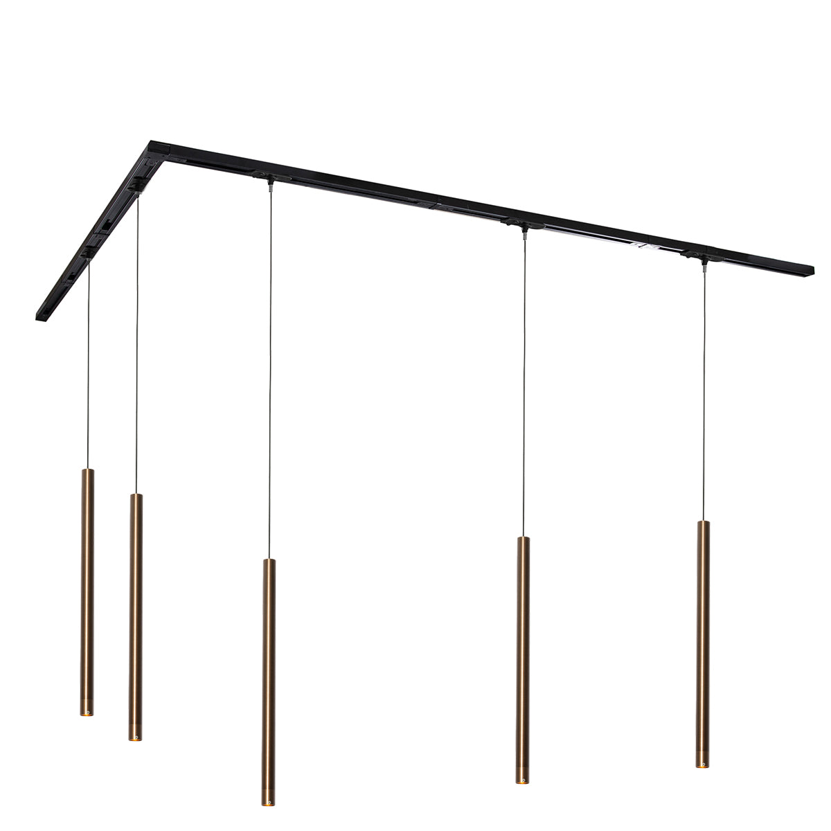 QAZQA Modern railsysteem met 5 hanglampen donker brons 1-fase -