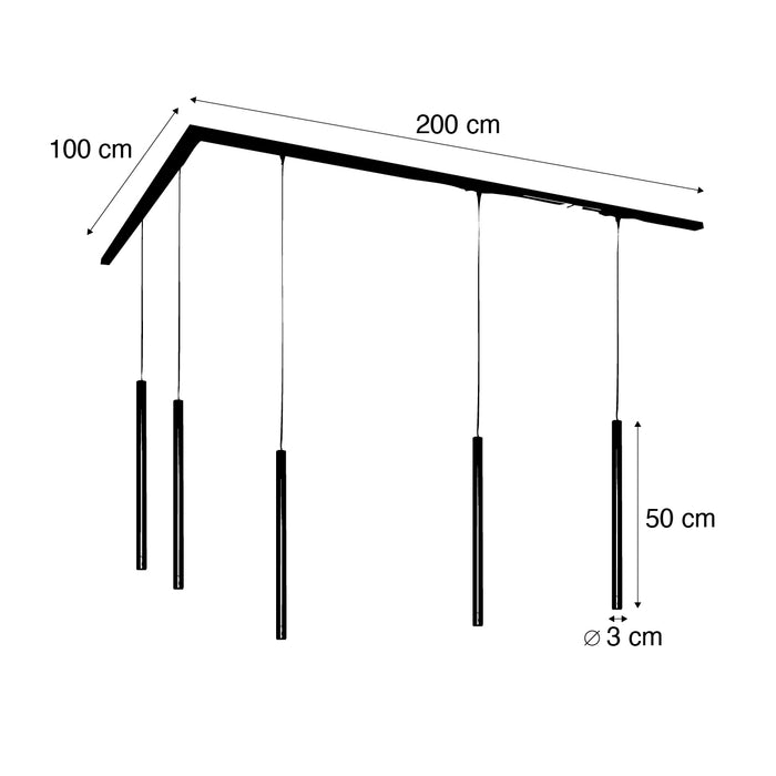 QAZQA Modern railsysteem met 5 hanglampen donker brons 1-fase -