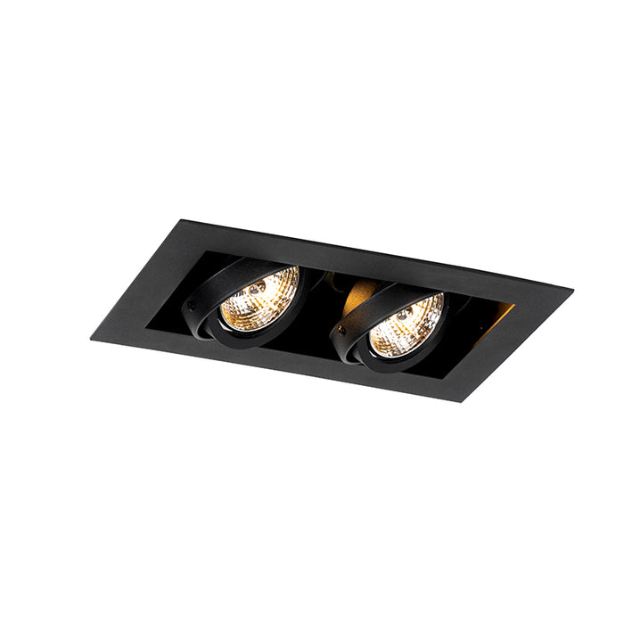 QAZQA Smart inbouwspot zwart 2-lichts verstelbaar incl. 2 Wifi GU10