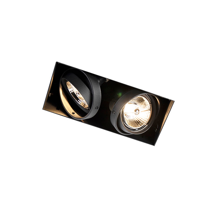 QAZQA Smart inbouwspot zwart trimless 2-lichts incl. 2 Wifi GU10 70mm