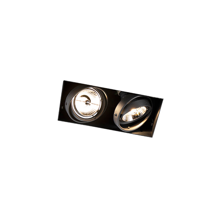 QAZQA Smart inbouwspot zwart trimless 2-lichts incl. 2 Wifi GU10 70mm