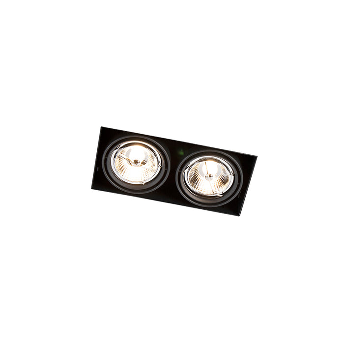 QAZQA Smart inbouwspot zwart trimless 2-lichts incl. 2 Wifi GU10 70mm