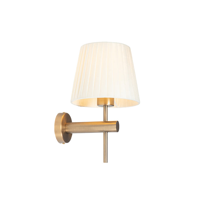 QAZQA Smart wandlamp brons met witte kap incl. Wifi A60 - Pluk