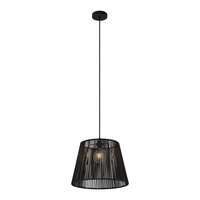 QAZQA Buiten hanglamp zwart met zwarte kap van touw IP44 - Cava Jayla