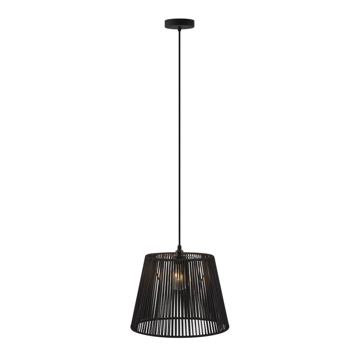 QAZQA Buiten hanglamp zwart met zwarte kap van touw IP44 - Cava Jayla