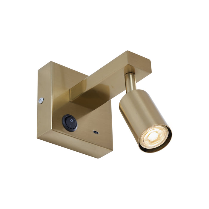 QAZQA Moderne wandlamp goud met USB-C kantelbaar - Rex