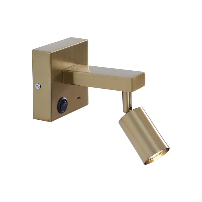 QAZQA Moderne wandlamp goud met USB-C kantelbaar - Rex