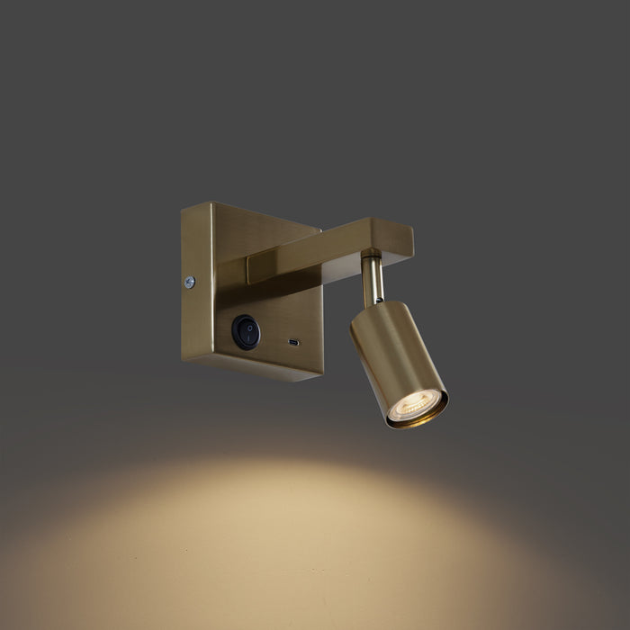 QAZQA Moderne wandlamp goud met USB-C kantelbaar - Rex