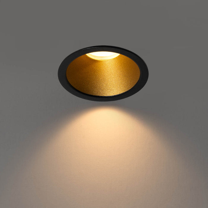QAZQA Set van 6 moderne inbouwspots zwart met goud GU10 35mm IP44 -
