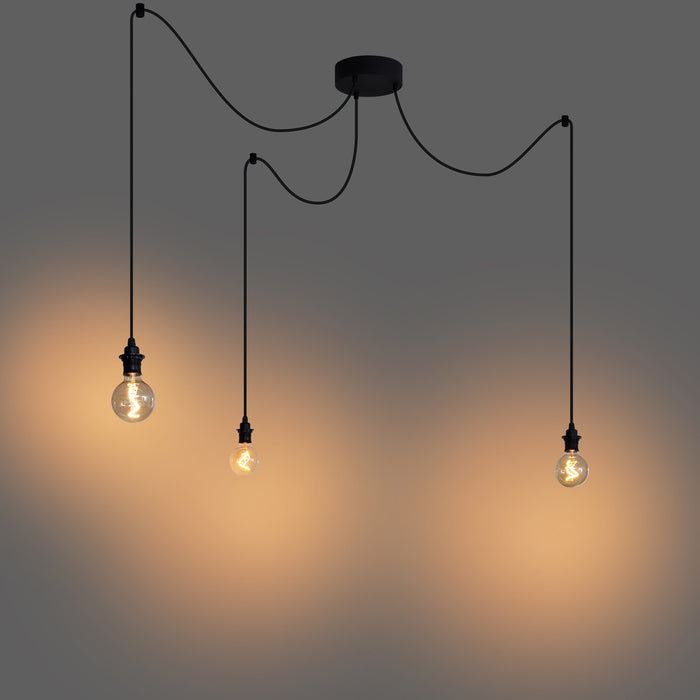 QAZQA Buiten hanglamp zwart 3-lichts IP44 - Cava