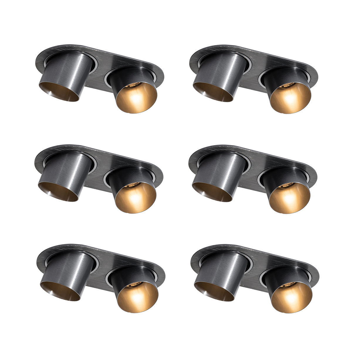 QAZQA Set van 6 inbouwspots gunmetal GU10 50mm 2-lichts - Installa