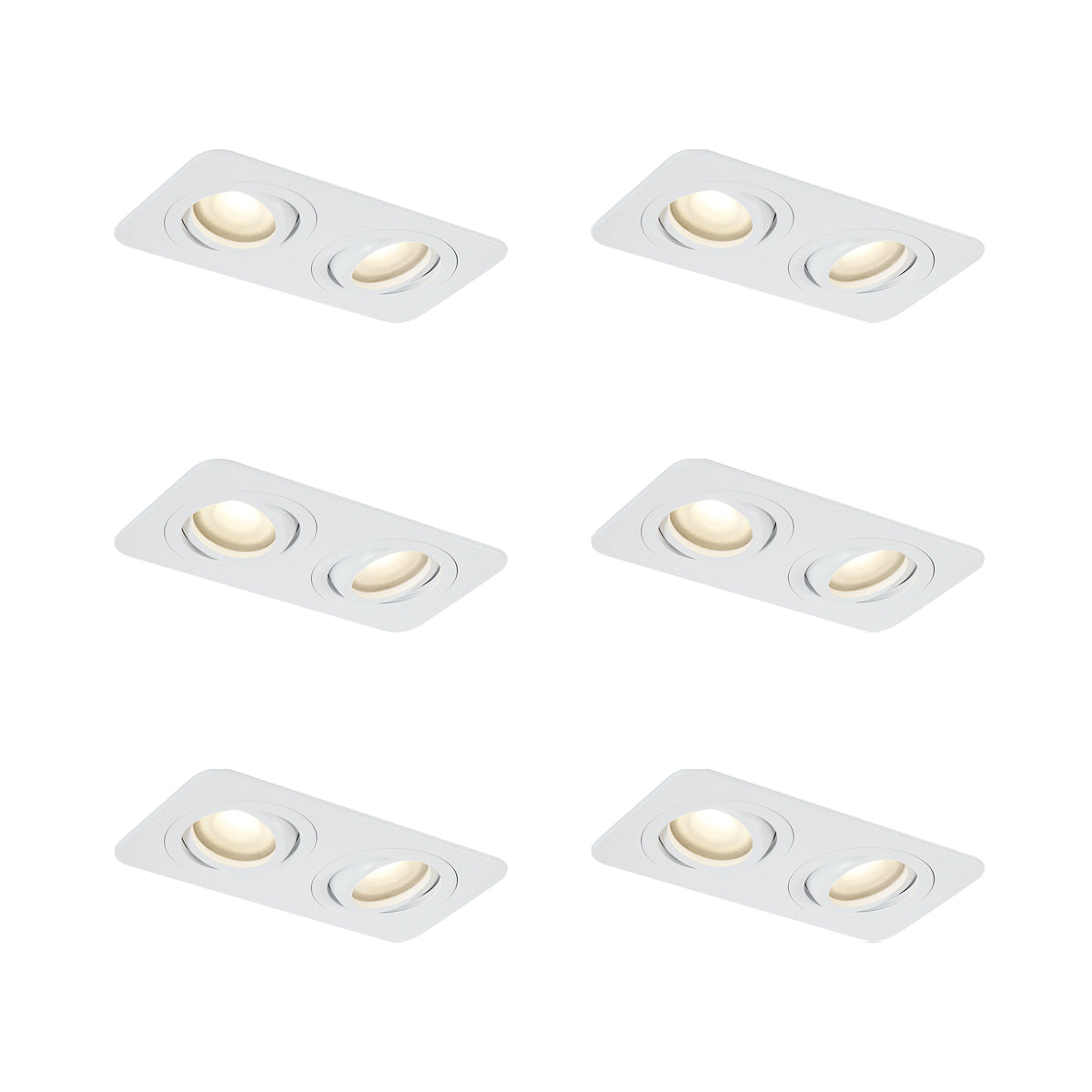 QAZQA Set van 6 afgeronde inbouwspots wit GU10 50mm draai- en