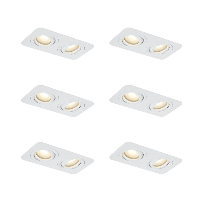 QAZQA Set van 6 afgeronde inbouwspots wit GU10 50mm draai- en