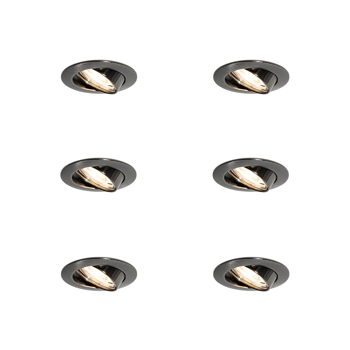 QAZQA Set van 6 moderne inbouwspots gunmetal GU10 50mm rond