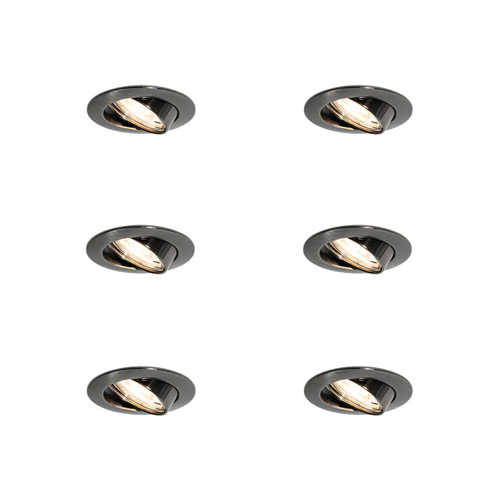 QAZQA Set van 6 moderne inbouwspots gunmetal GU10 50mm rond