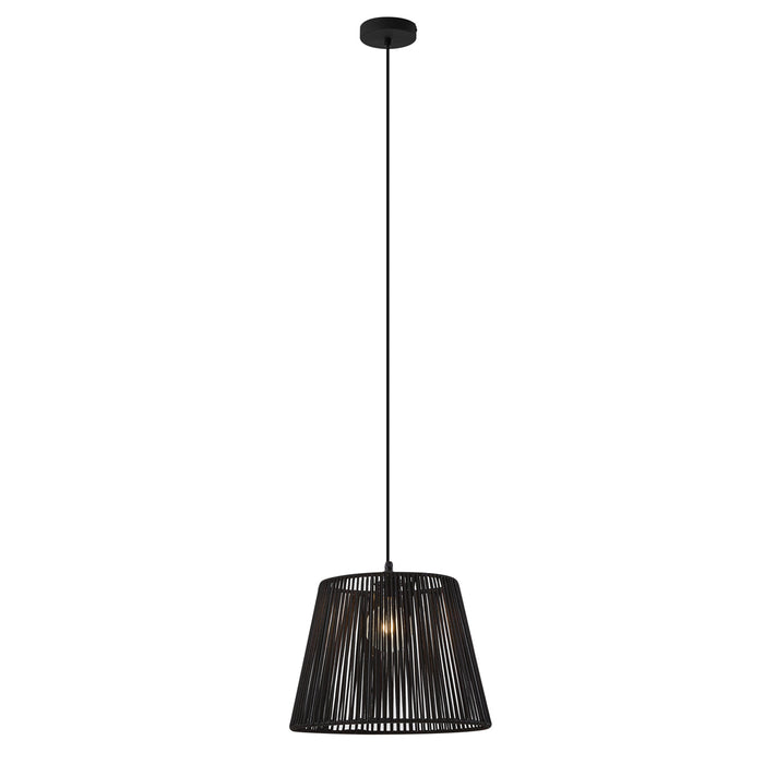 QAZQA Buiten hanglamp zwart met zwarte kap van touw IP44 - Cava Jayla