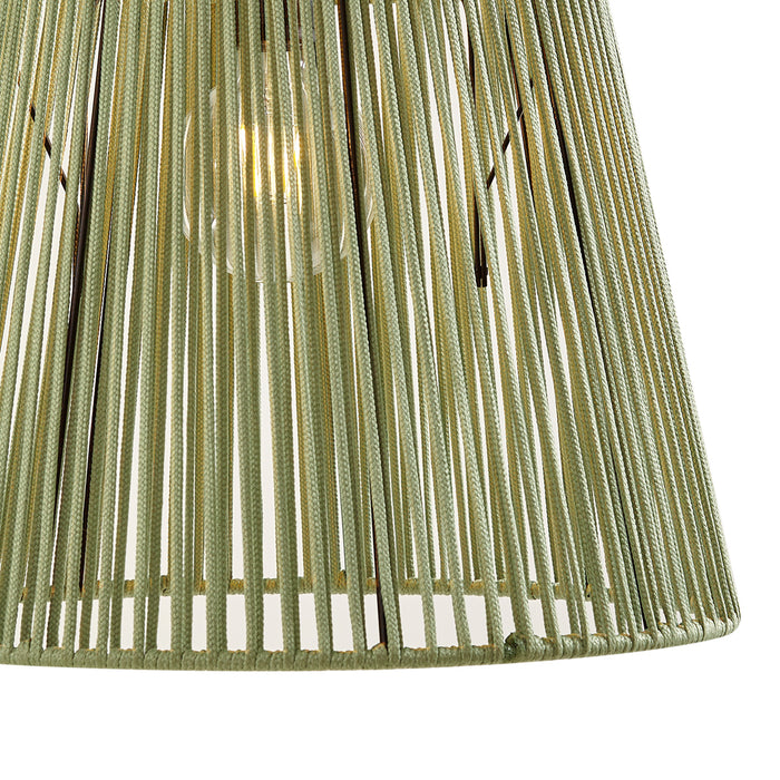 QAZQA Buiten hanglamp zwart met groene kap van touw IP44 - Cava Jayla