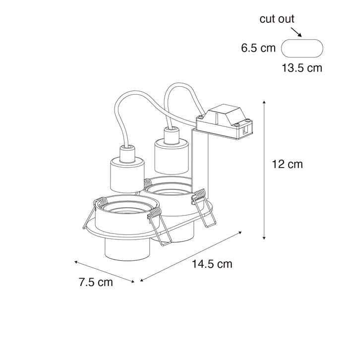 QAZQA Set van 6 inbouwspots zwart GU10 35mm kantelbaar 2-lichts -