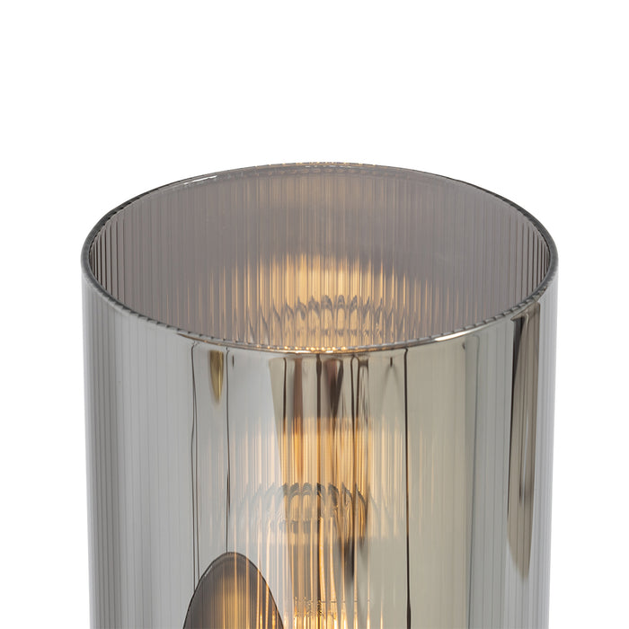 QAZQA Smart tafellamp zwart met smoke glas 2-lichts incl. 2 Wifi ST64