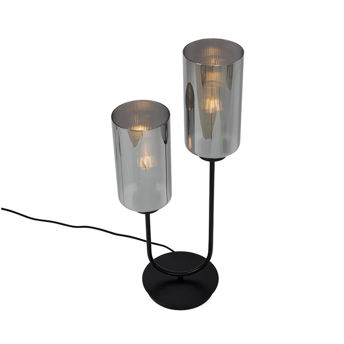 QAZQA Smart tafellamp zwart met smoke glas 2-lichts incl. 2 Wifi ST64