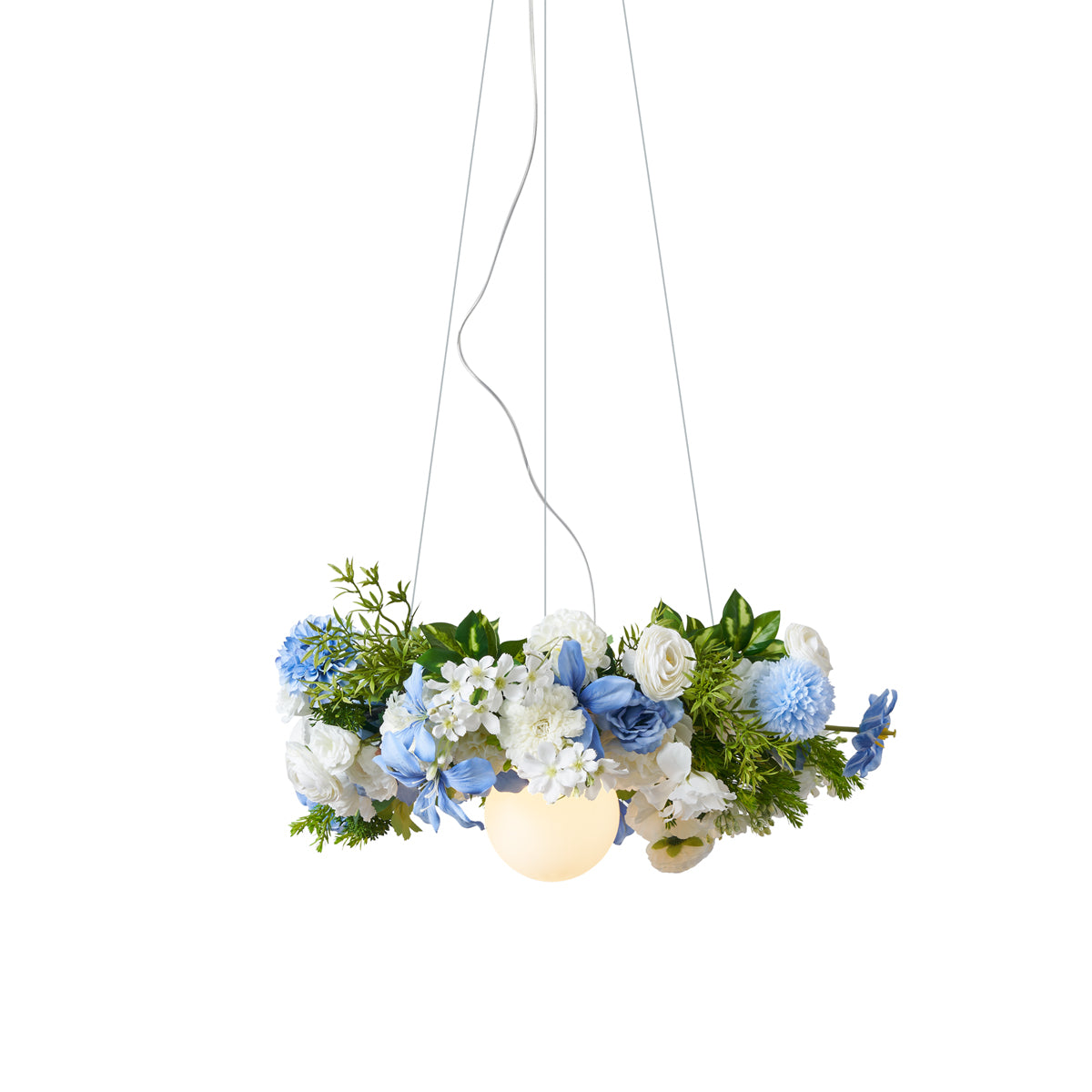 QAZQA Bohemian plafondlamp zwart met gekleurde bloemen blauw en wit -