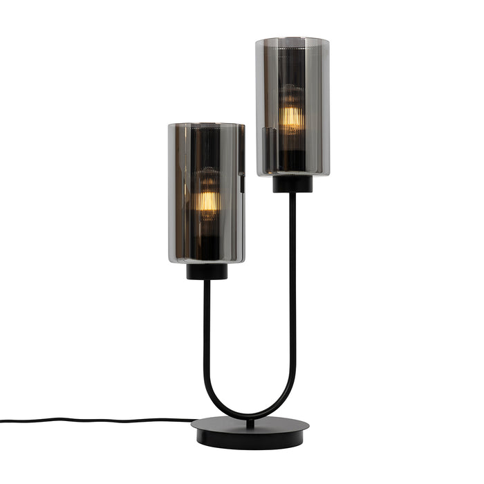 QAZQA Smart tafellamp zwart met smoke glas 2-lichts incl. 2 Wifi ST64