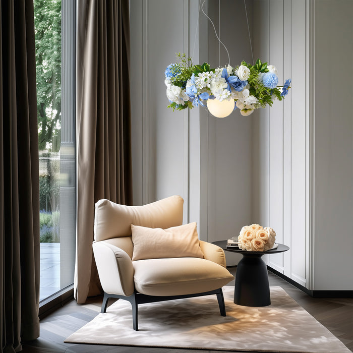 QAZQA Bohemian plafondlamp zwart met gekleurde bloemen blauw en wit -
