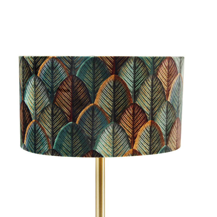 QAZQA Tafellamp messing met ovale velours kap blad design 35cm -