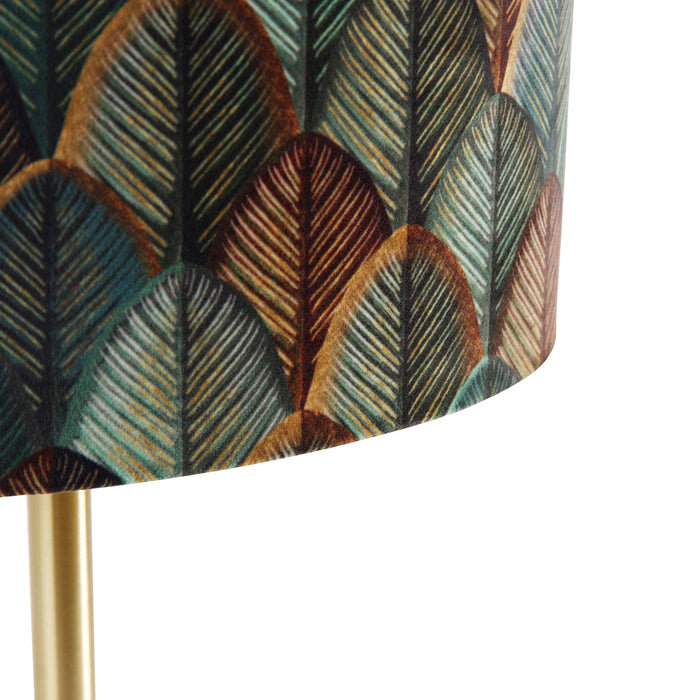 QAZQA Tafellamp messing met ovale velours kap blad design 35cm -