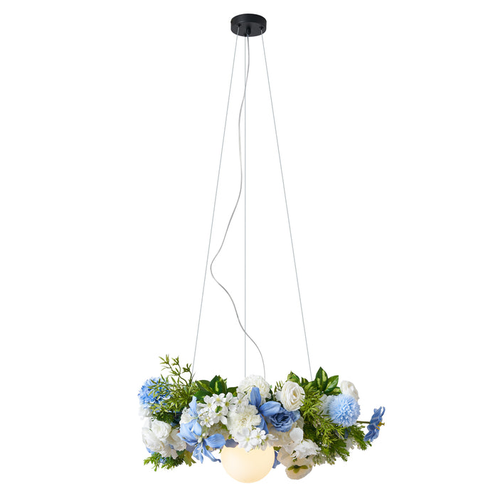 QAZQA Bohemian plafondlamp zwart met gekleurde bloemen blauw en wit -