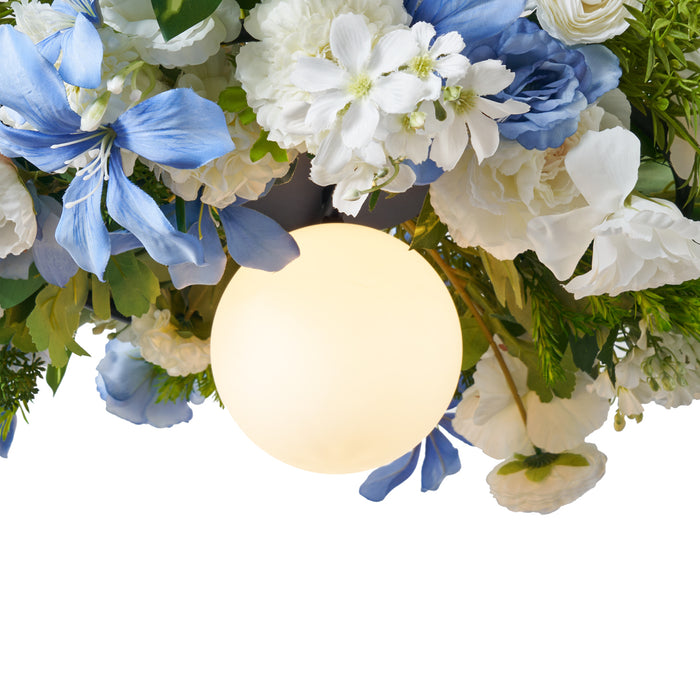 QAZQA Bohemian plafondlamp zwart met gekleurde bloemen blauw en wit -