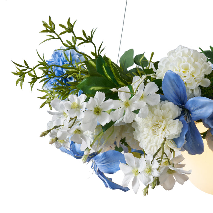 QAZQA Bohemian plafondlamp zwart met gekleurde bloemen blauw en wit -