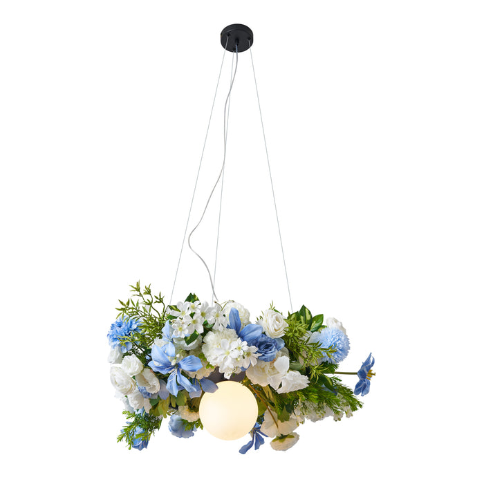 QAZQA Bohemian plafondlamp zwart met gekleurde bloemen blauw en wit -