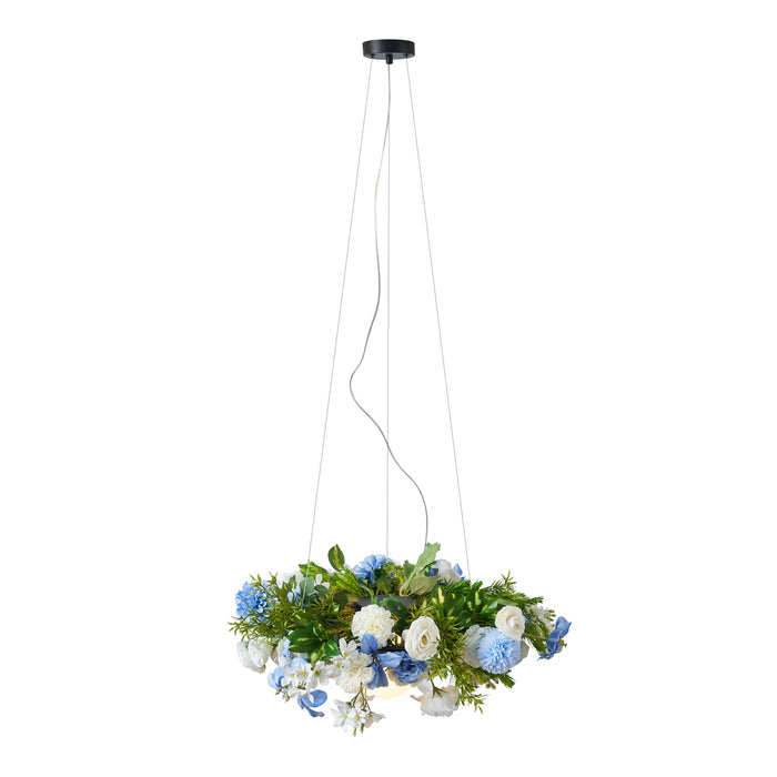 QAZQA Bohemian plafondlamp zwart met gekleurde bloemen blauw en wit -