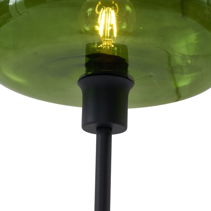 QAZQA Retro tafellamp zwart met groen glas - Bizle