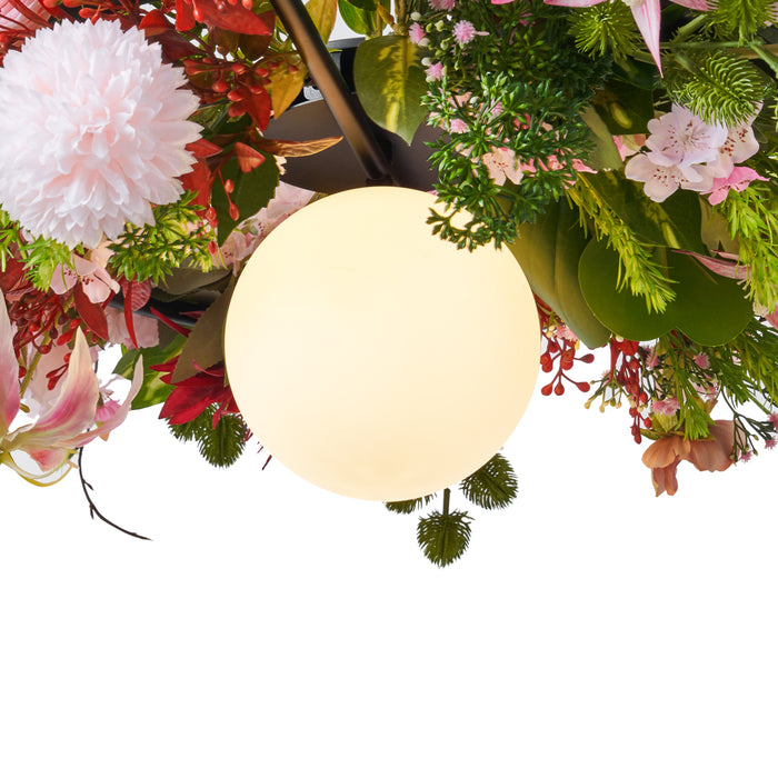 QAZQA Bohemian plafondlamp zwart met gekleurde bloemen rood en roze -