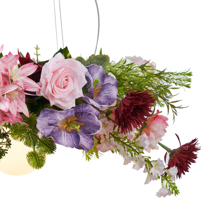 QAZQA Bohemian plafondlamp zwart met gekleurde bloemen rood en roze -