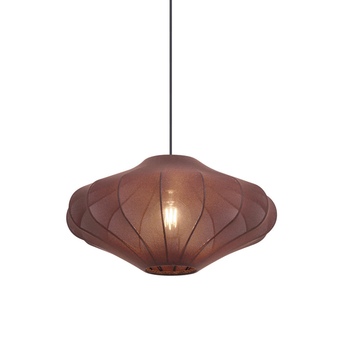 QAZQA Japandi hanglamp bruin met stoffen kap 50cm  - Plu