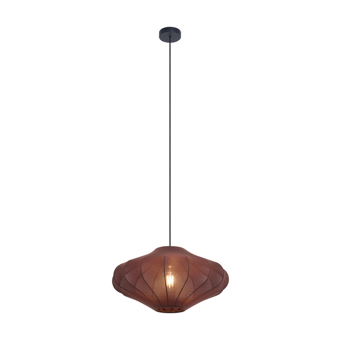 QAZQA Japandi hanglamp bruin met stoffen kap 50cm  - Plu
