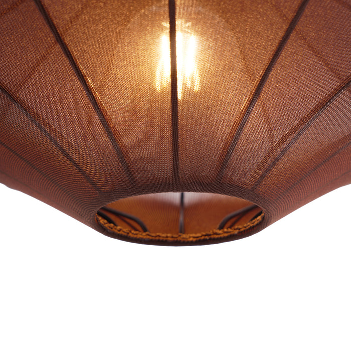 QAZQA Japandi hanglamp bruin met stoffen kap 50cm  - Plu