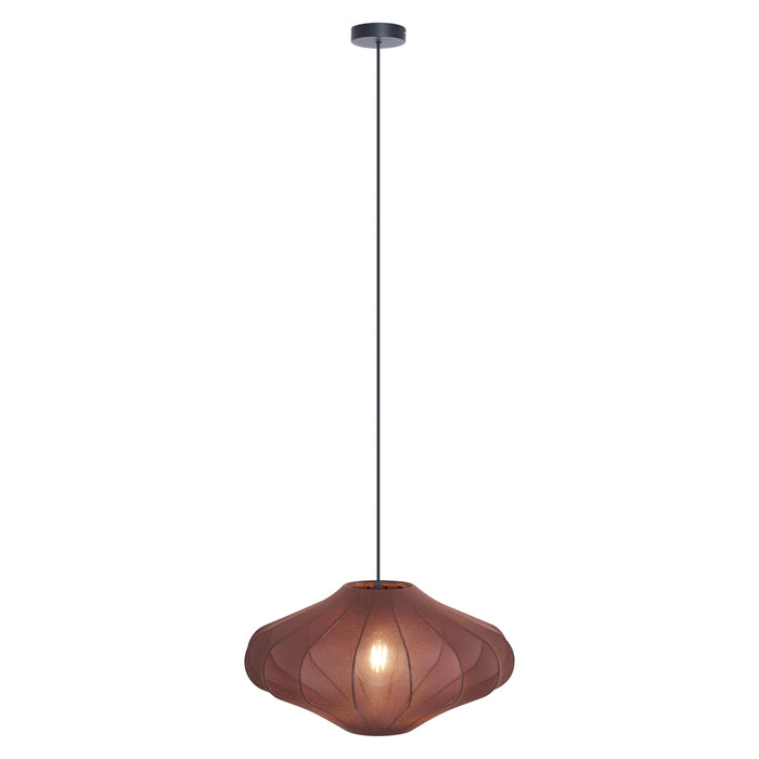 QAZQA Japandi hanglamp bruin met stoffen kap 50cm  - Plu