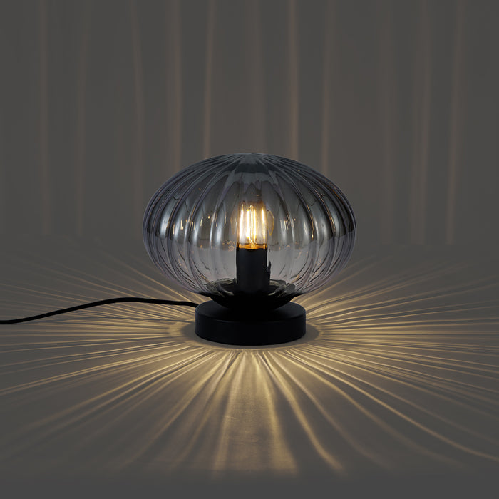 QAZQA Design tafellamp zwart met smoke glas - Mochi
